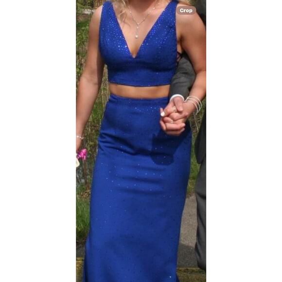 Sherri Hill Prom Hoco Dress Formal Gown Sequins Royal Blue Size 6 Bedazzled - Picture 5 of 14